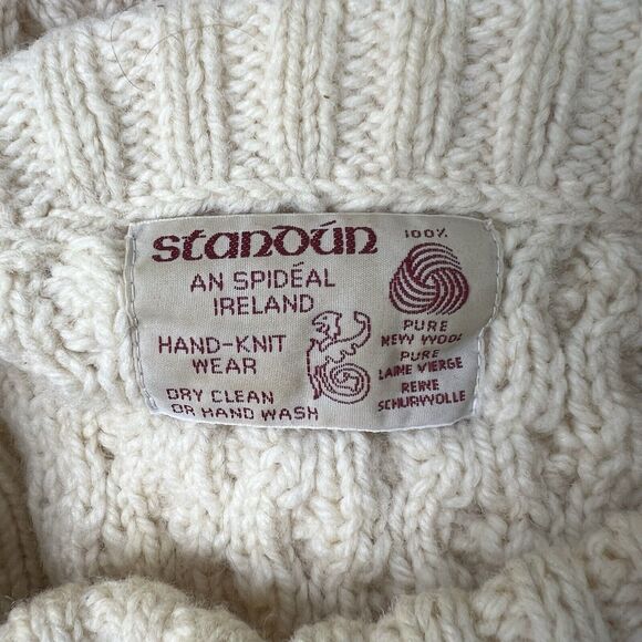 Vintage Standun Mens 2XL Sweater Wool Fisherman Hand Knit Grandma Ireland Heavy - Picture 3 of 7